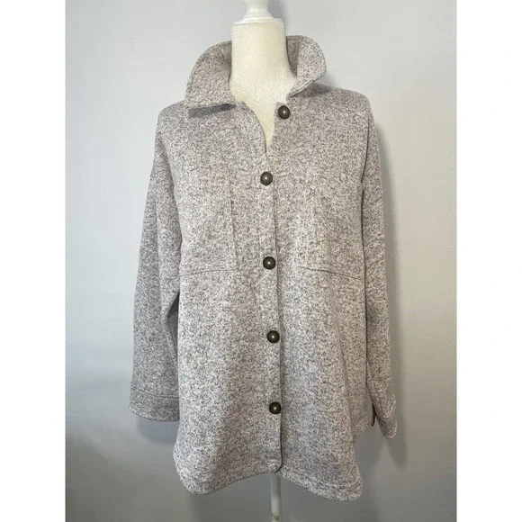 MWL (Re)sourced Sweater Fleece Shirt-Jacket Size Medium in Heather Pale Thistle - Picture 3 of 15